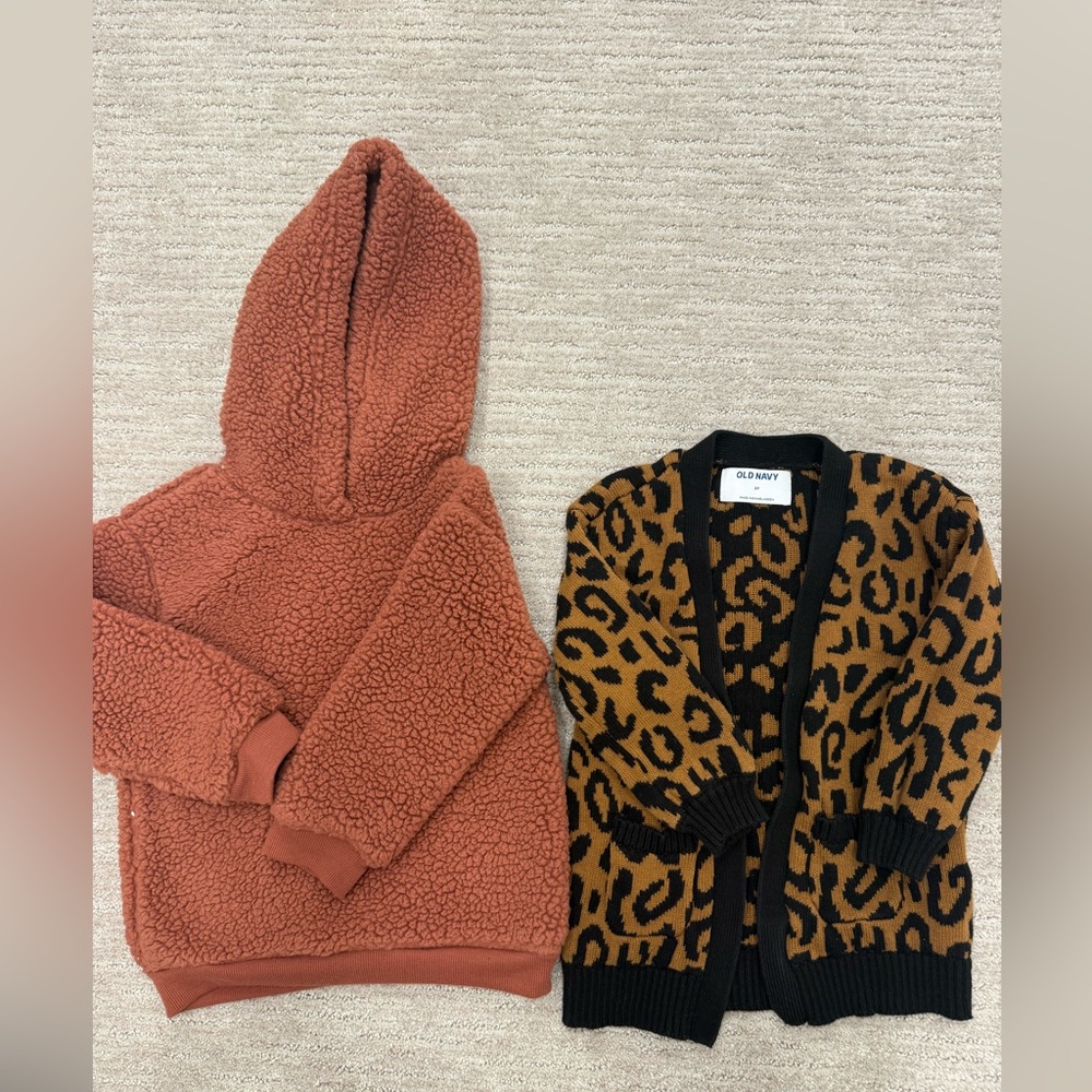 Old Navy Kids' Leopard Cardigan and Rust Hoodie